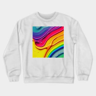 Liquid Colors Flowing Infinitely - Heavy Texture Swirling Thick Wet Paint - Abstract Inspirational Rainbow Drips Crewneck Sweatshirt